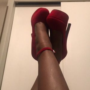 Red Hot Platform Heels
